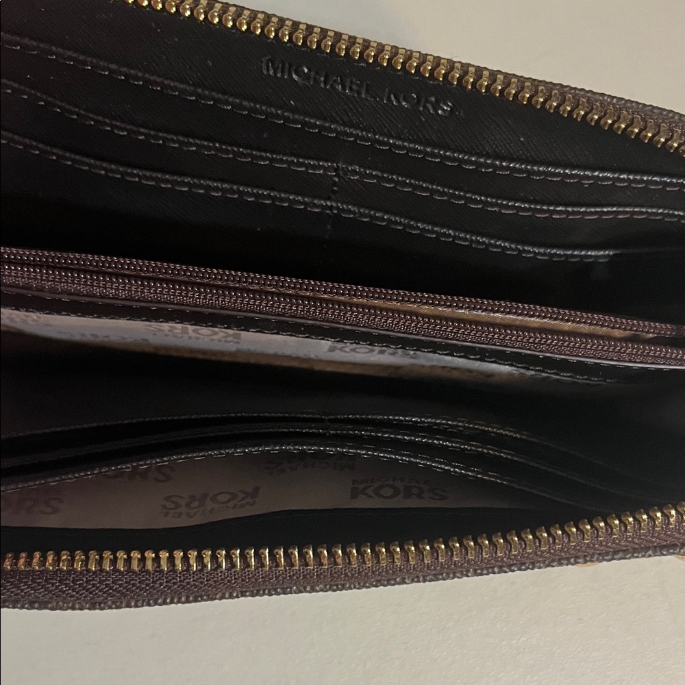 Michael Kors Dark Brown Wallet with Gold Accents - Picture 2 of 3